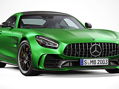 Green Mercedes Benz AMG Sports Car Front View 3d model
