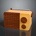 Vintage Two Tone Wooden Radio With Classic Knobs And Telescopic Antenna