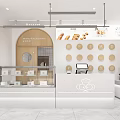 Bright Modern Dessert Shop Interior With Glass Display Cases Fresh Pastries And White Counter