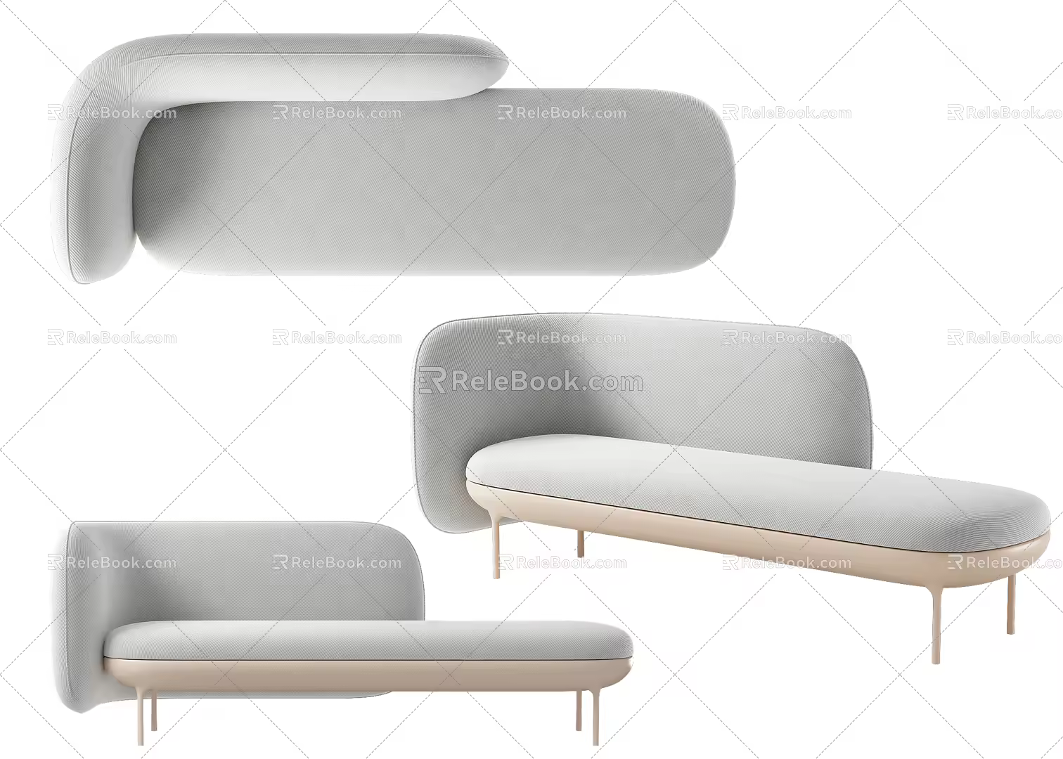 Modern chaise longue multiplayer sofa 3d model