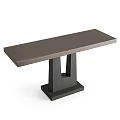 Modern Black Wooden Dining Table With Unique Leg Structure And Smooth Surface Design