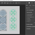 Stained Glass Panels With Repeated Floral Patterns Symmetrical Design in Blue and Green Tones
