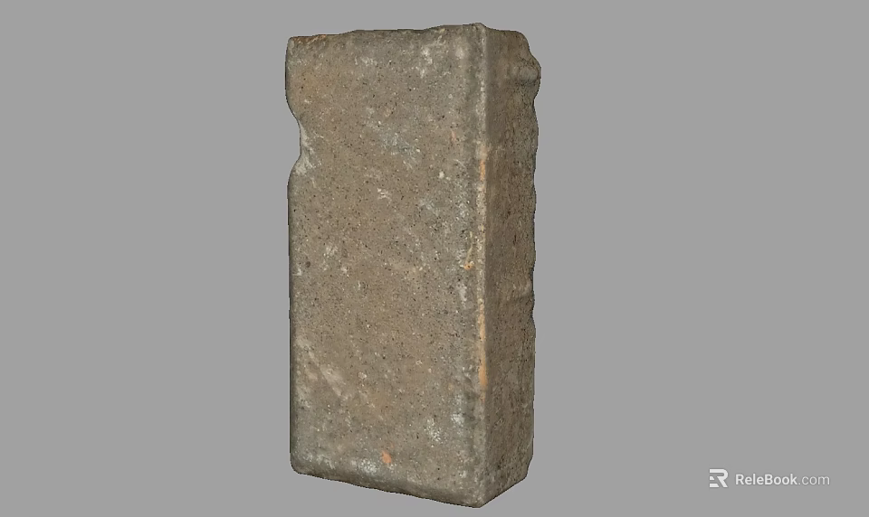 Vintage Solid Weathered Brick With Rough Textured Surface On Gray Background 3d model 