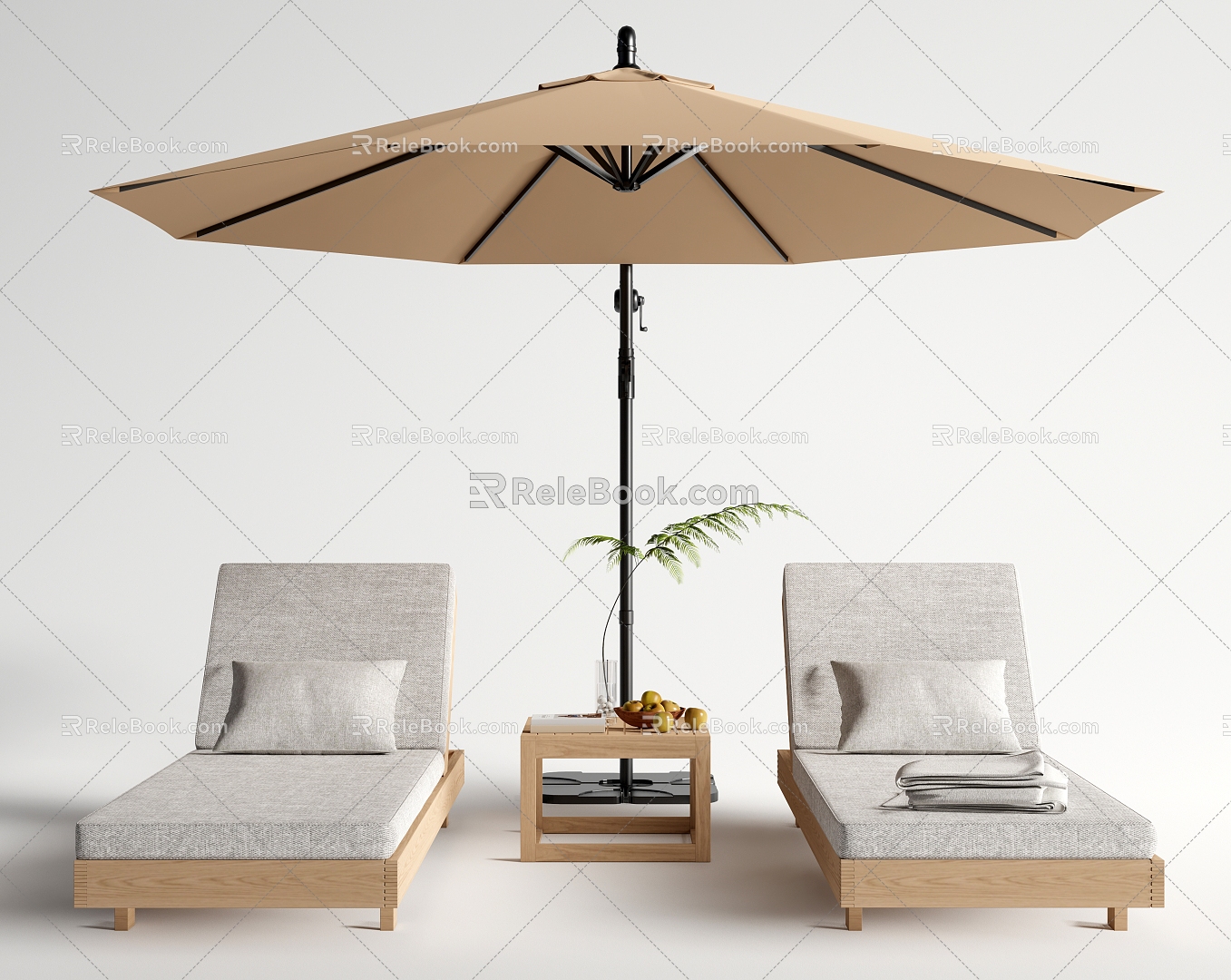 Modern Recliner Outdoor Recliner Beach Recliner Folding Chair Parasol 3d model