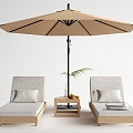 Modern Recliner Outdoor Recliner Beach Recliner Folding Chair Parasol 3d model