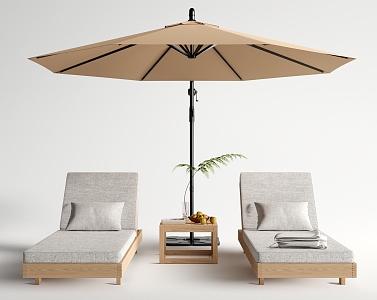 Modern Recliner Outdoor Recliner Beach Recliner Folding Chair Parasol 3d model