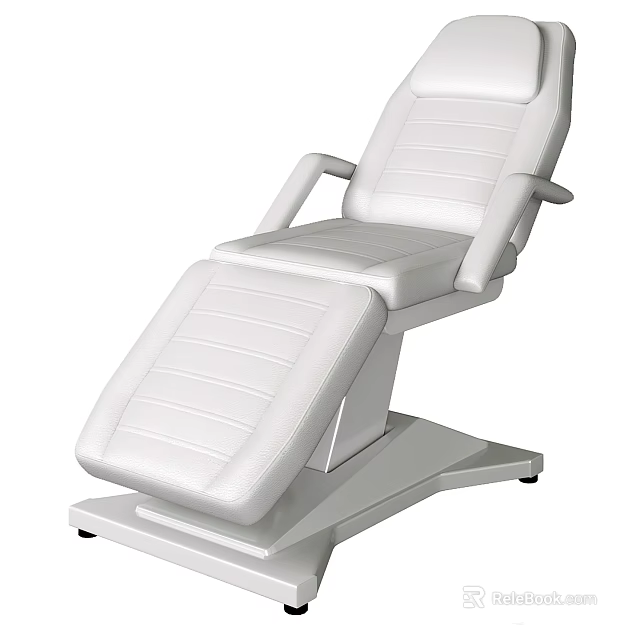 White Leather Reclining Chair With Adjustable Backrest Leg Support Sturdy Base For Salon Spa 3d model 