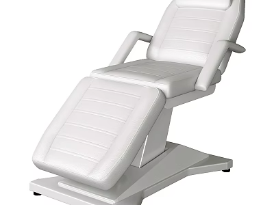White Leather Reclining Chair With Adjustable Backrest Leg Support Sturdy Base For Salon Spa 3d model