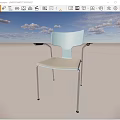 Stylish Modern Lounge Chair With Blue Backrest Gray Seat And Metal Legs Design