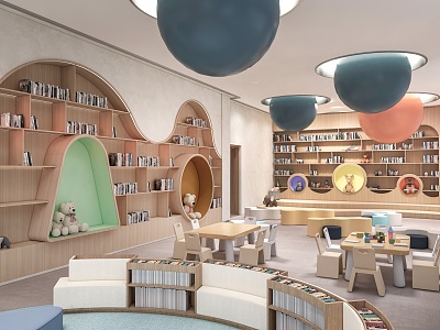 Kindergarten Classroom Children's Desk and Chair Children's Furniture Children's Activity Space 3d model