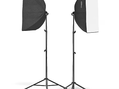 Professional Studio Photography Lighting Stands With Black And White Softboxes 3d model