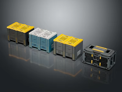 Assorted Colored Storage Boxes Featuring Grid Lids And Handle Design 3d model