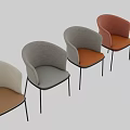 Modern Minimalist Leisure Chair With Beige Fabric Backrest Brown Seat And Black Metal Legs