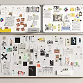 Creative Design Whiteboards With Sketches Notes Images And Visual Collages 3d model