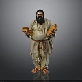 Bearded Man In Traditional Attire Holding Orange Items In Both Hands