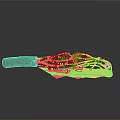Artistic Weapon With Wooden Handle Net Like Blade Transparent Section And Reflection On Dark Background