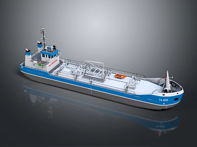 Blue And White Ship TA 226 Featuring Structural Details On Deck 3d model