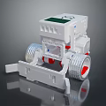 White Robot Model With Green Display Panel Red Wheel Hubs And Mechanical Structure 3d model