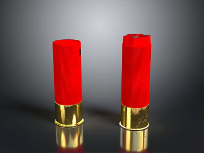 Red Bullets With Gold Base On Dark Background Showing Reflection 3d model