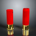 Red Bullets With Gold Base On Dark Background Showing Reflection 3d model