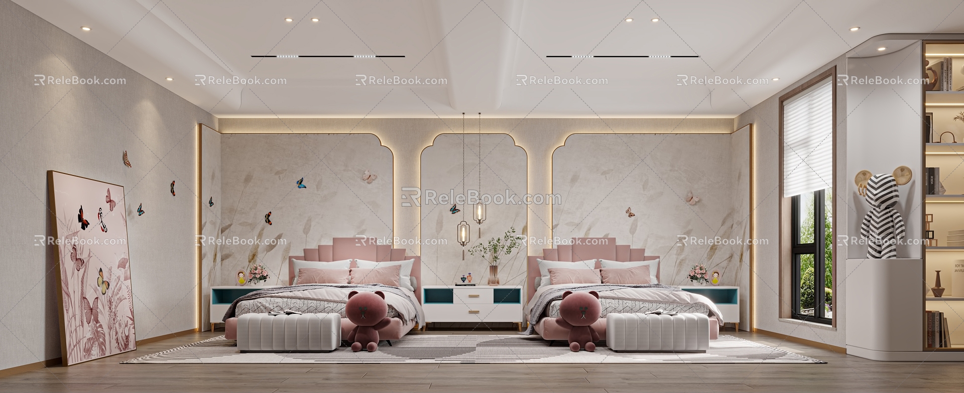 Modern Children's Room Girls Room 3d model