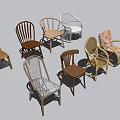 Various Stylish Leisure Chairs With Rattan Wooden Frames And Soft Fabric Cushions