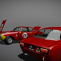 Red Vintage Race Car With Number 21 Open Doors And Yellow Front