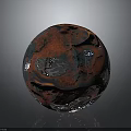 Other Artistic Sphere With Textured Red Black Blue Surface And Geometric Patterns