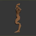 3D Orange Mythical Creature Character Model With Muscular Build Outstretched Arms Clawed Feet Standing Pose