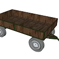 Industrial Equipment Wooden Hand Cart with Metal Wheels and Open Cargo Bed for Industrial Transport