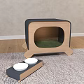 Open Front Wooden and White Storage Cabinet with Green Cushion and Multi Tiered Shelf