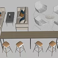 Modern Table and Chair Set Featuring Sofa Coffee Table Accent Chairs Bar Table Bar Stools 3d model