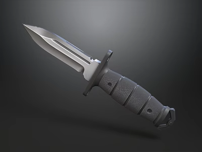 Tactical Stainless Steel Blade Knife With Ergonomic Black Handle Design 3d model