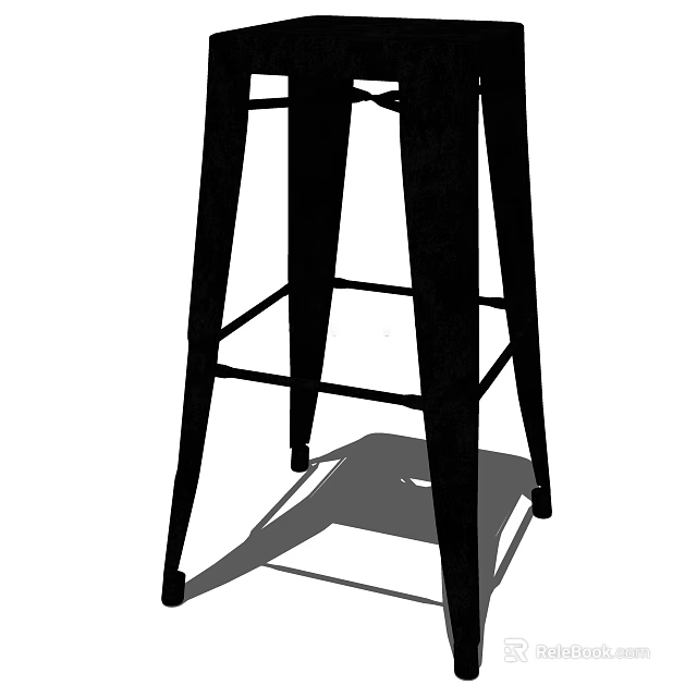 Industrial Design Metal Bar Stool With Cross Support For Home Kitchen Bar 3d model 