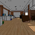 Modern Public Office Area With Open Layout Desks Computers And Wooden Flooring
