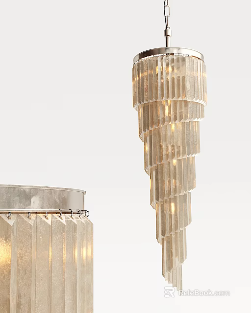 Modern Spiral Crystal Chandelier With Transparent Glass Elements For Elegant Interior 3d model 