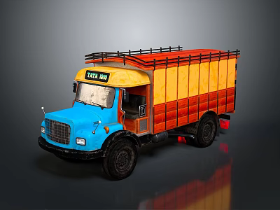 TATA ACE Truck Blue Front With Yellow Cargo Body And Roof Rack 3d model