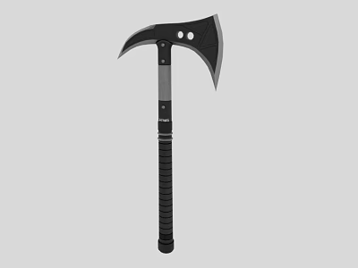 Black Hand Axe With Curved Blade Gray Handle And Non Slip Grip Design 3d model