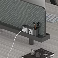 Modern Office Desk And Chair Set With Computer Monitors Bookshelf And Potted Plant