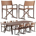 Modern Wooden Dining Table Set With Six Comfortable Chairs And Cross Leg Design