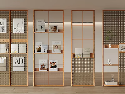 Wooden Room Dividers With Grid Design For Interior Space Separation And Decor 3d model