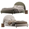 Stylish Kids Bed with Arched Headboard Green and Beige Design Matching Nightstand