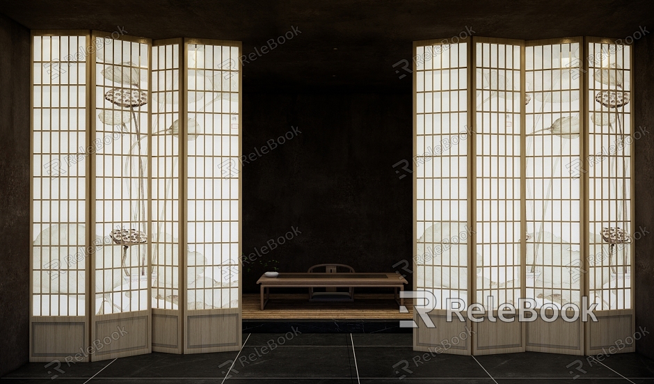 Folding door sliding door lattice door solid wood door grille door partition door single door sliding door model