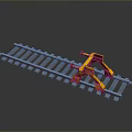 Industrial Railway Track Switch Equipment With Yellow Mechanism And Metal Rails