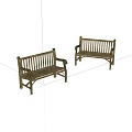 Two Wooden Leisure Chairs With Backrest And Armrests For Outdoor Garden Use