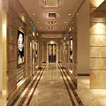 Luxury KTV Corridor With Elegant Decor Marble Flooring And Ceiling Lights