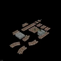 Ancient Ruin Architectural Components 3D Model Featuring Stone Structures Square Platforms Long Walls Arch Shapes 3d model
