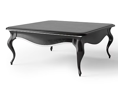 Elegant Black Coffee Table With Curved Legs And Smooth Wooden Surface Design 3d model