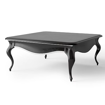 Elegant Black Coffee Table With Curved Legs And Smooth Wooden Surface Design 3d model