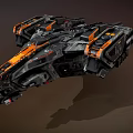 Futuristic Cosmic Spaceship With Black And Orange Sci Fi Design Details